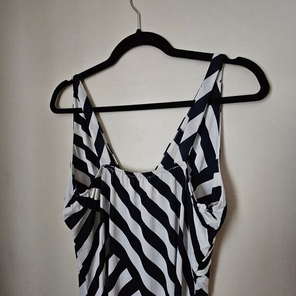 Raindrops Maxi Dress V-Neck Blue White Stripes Strapless Casual Vacation Neutral - Picture 7 of 11